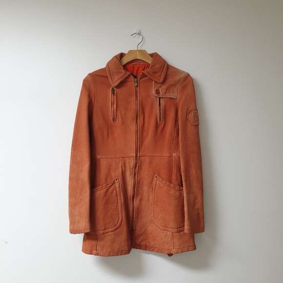 Ice Iceberg distressed leather jacket orange - Picture 1 of 5